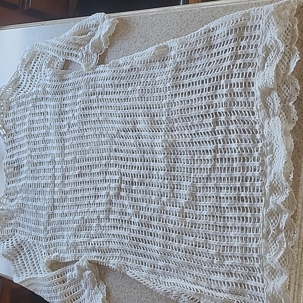 Maria Rello Crocheted CoverUp Tunic Ivory Size M - Picture 12 of 16